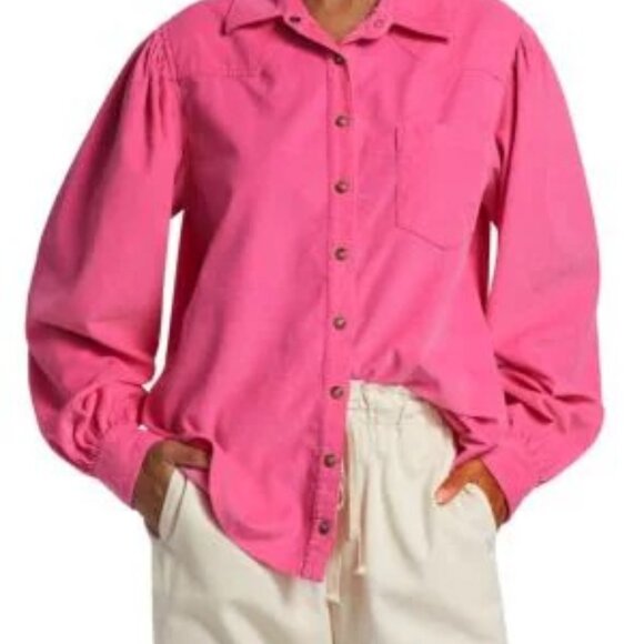 Tuckernuck Tops - Tuckernuck XiRENA | WYLAN Cotton Corduroy Western Style Button Down Pink Medium